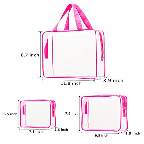 3-Piece Clear Toiletry Bag Set, TSA Approved Travel Cosmetic Organizer