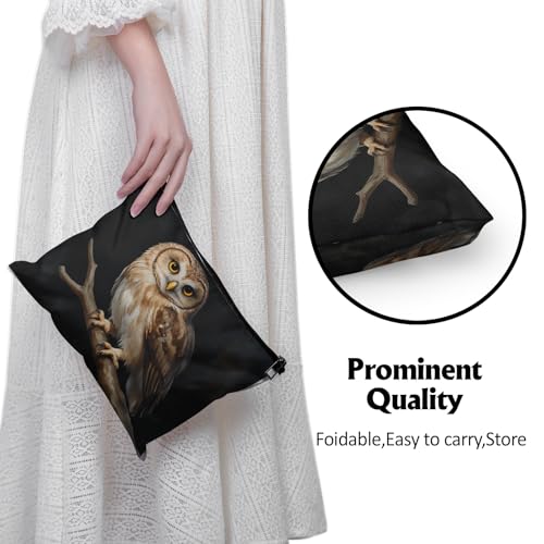 Majestic Perched Owl Makeup Bag - Large Capacity Travel Pouch