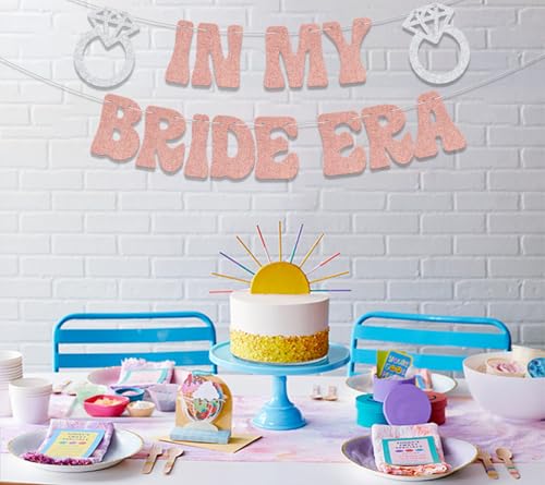 In My Bride Era Banner - Rose Gold Glitter Engagement Party Decor
