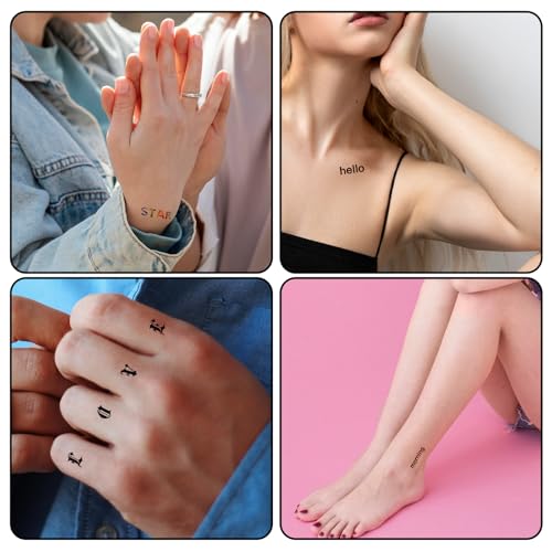 Gothic Print Colorful Alphabet Temporary Tattoos - 15 Sheets