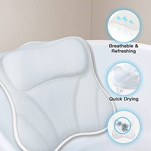 B BEAUTYBABY Deluxe Head Neck Shoulder Support Bath Pillow with 6 Suction Cups