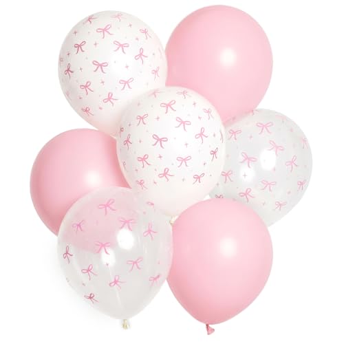 xo, Fetti 24pk Pink Bow Latex Balloons - 12" Party Decor