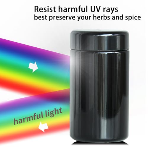 Matoolser 100ml Black Glass Airtight Storage Jar with UV Protection