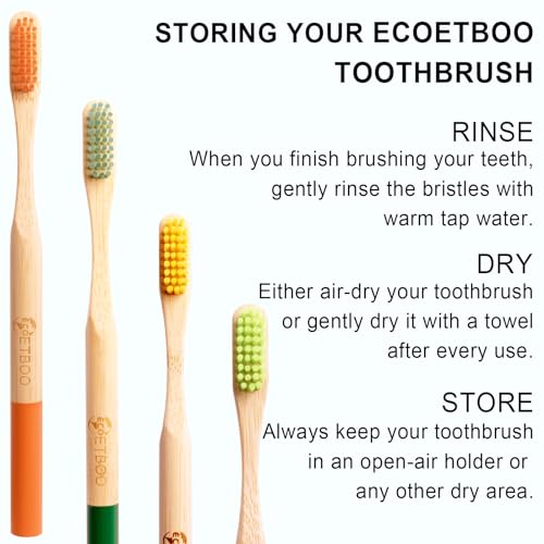 Eco-Friendly Bamboo Toothbrushes - 10 Pack with Soft Bristles