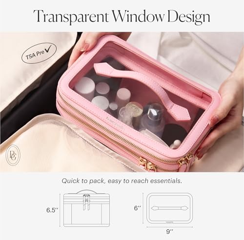 Pink Extra Large Clear Makeup Bag for Women - TSA-Approved Organizer