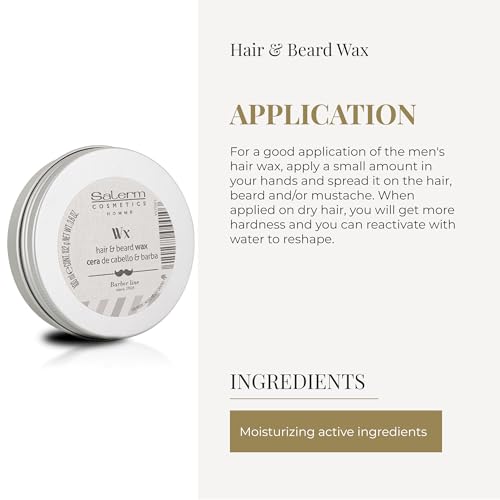 Salerm Men's Hair Wax - Strong Hold, Medium Shine, Hydrating Formula, 100ml