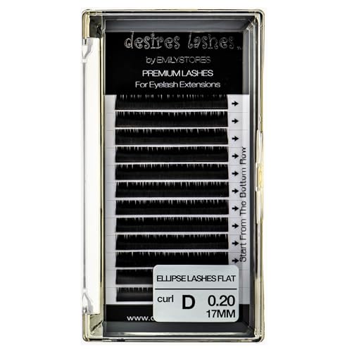 D Curl Flat Eyelash Extensions - 0.20mm Thickness, 17mm Length