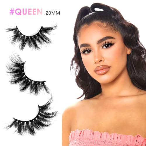 Queen 20mm 3D Mink Lashes - Fluffy, Dramatic, Reusable False Eyelashes