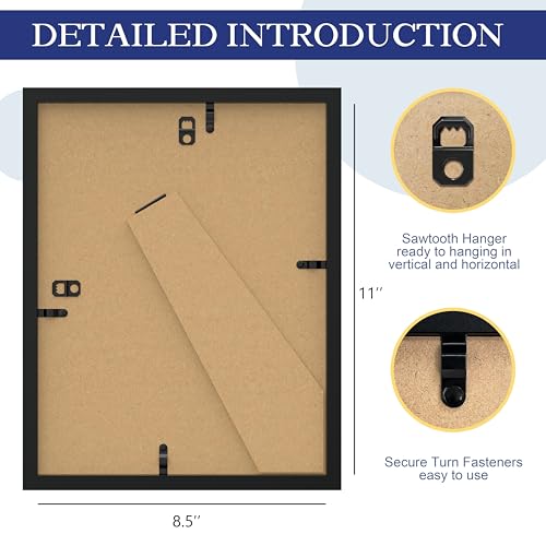 An&He 8.5 x 11 Black Wooden Picture Frame with HD Glass