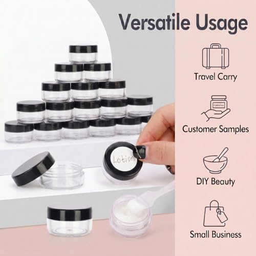 25-Pack 5g Travel Sample Containers with Leak-Proof Lids