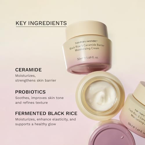 HARUHARU Black Rice Ceramide Moisturizing Cream 0.50 fl.oz | Vegan Hydration for All Skin Types