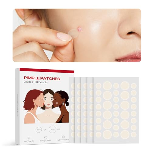 AIYUANQI Large & Small Pimple Patches 180ct with Salicylic Acid & Tea Tree, Hydrocolloid Acne Patches for Spot Concealment