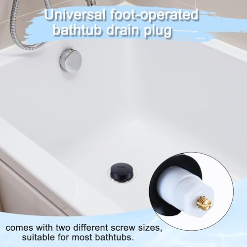 Matte Black Bathtub Drain Stopper with 3/8" & 5/16" Studs
