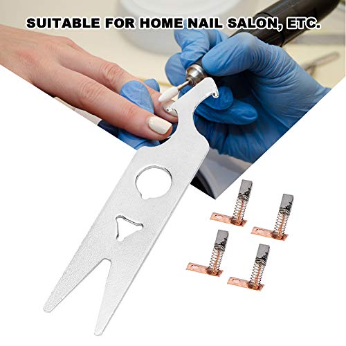 Simlug Nail Drill Carbon Brush Kit - 4 Alloy Brushes with Wrench Replacement