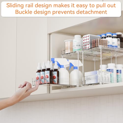 2-Tier Pull-Out Cabinet Organizer for Bathroom & Kitchen Storage