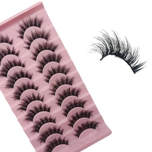 10 Pairs 3D D Curl False Eyelashes - Fluffy Cat Eye Wispy Lashes