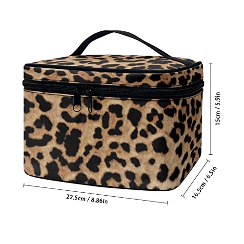 JEOCODY Leopard Print Makeup Pouch - Waterproof Travel Organizer Bag