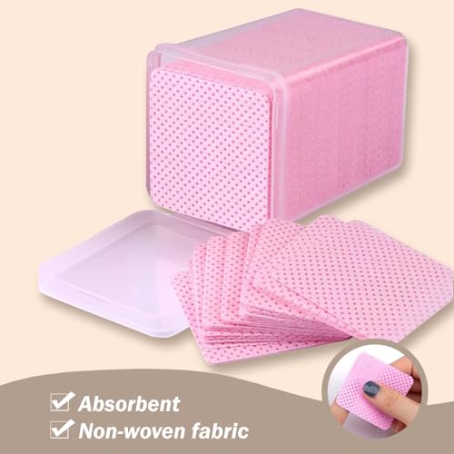 600 Pcs Lint Free Nail Wipes - Non-Woven Fabric Cleaning Pads