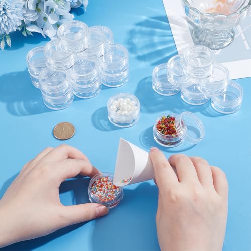 BENECREAT 30-Pack 10ml Clear Bead Storage Jars with Screw-Top Lids