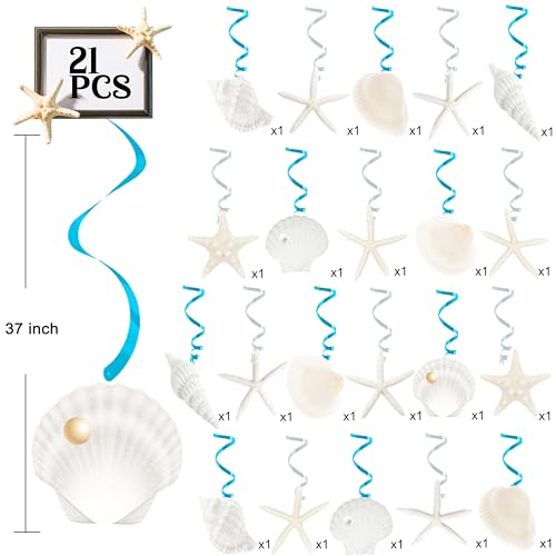 21pcs Beach Seashell Hanging Swirl Decorations for Parties