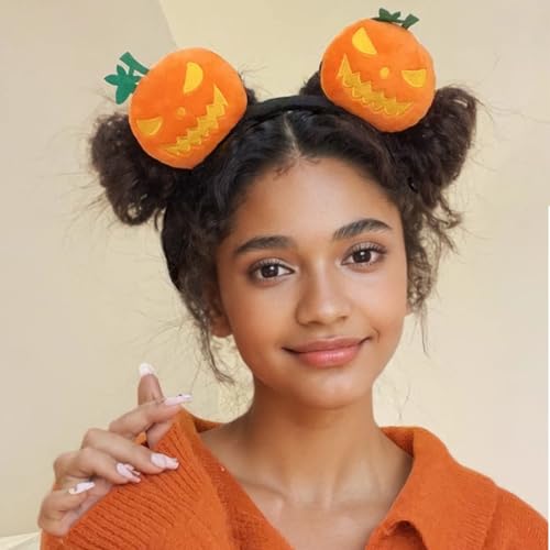 Women's Halloween Mouse Ears Headband with Glitter Pumpkin Design