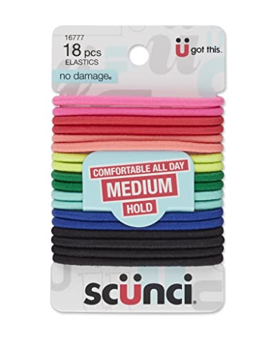 Scunci No Damage Hair Elastic Ties - Multicolor, 18 Count