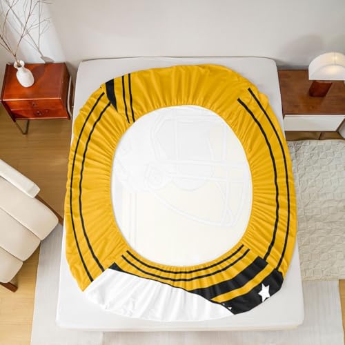 Erosebridal Full Bed Sheet Set - Yellow & Black Striped Stars