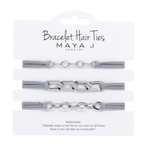 Maya J White Bracelet Elastic Beach Hair Tie - Set of 3
