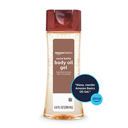 Amazon Basics Cocoa Butter Body Oil Gel 6.8 Fl Oz Pack of 4 for Very Dry Skin