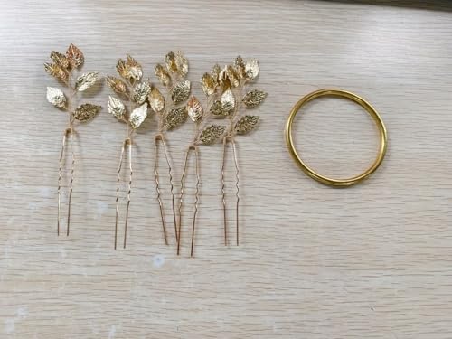 WILLBOND Vintage Gold Leaf Bridal Hair Pins - 10 Pack