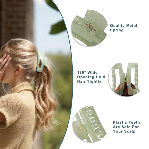 VOCOSTE Green 4" Large Hair Claw Clip for Thick Hair