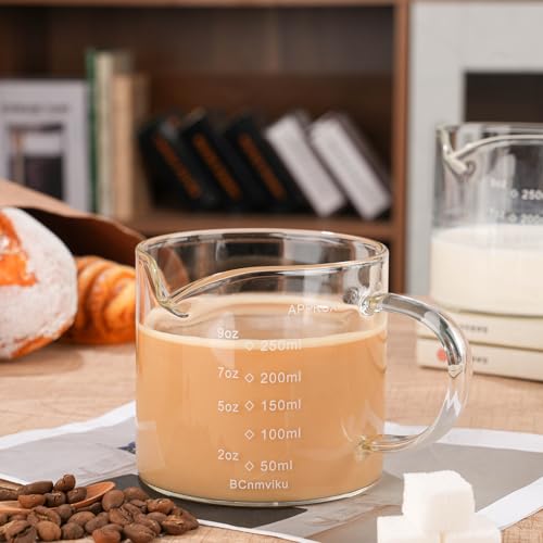 BCnmviku 250ML Espresso Cup with Handle - Clear Borosilicate Glass