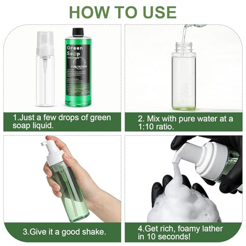 Ponhey Tattoo Green Soap Cleansing Kit with Foam Dispenser & Gloves
