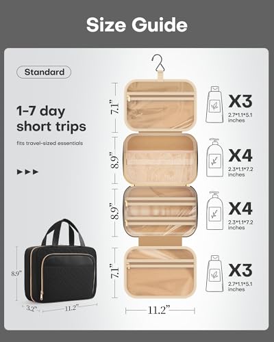 HOTOR Hanging Travel Toiletry Bag - Waterproof Makeup Organizer with Multiple Pockets