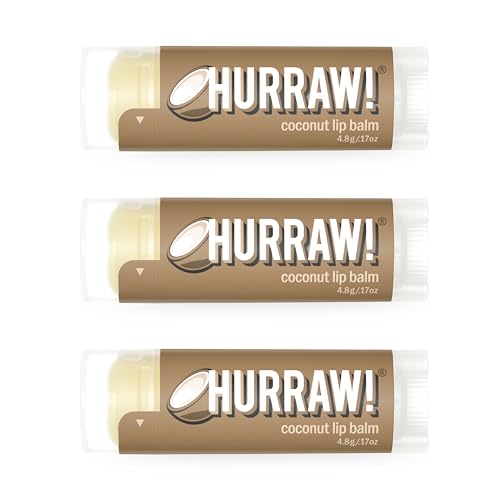 Hurraw! Organic Coconut Lip Balm 3 Pack - Vegan, Natural, Cruelty-Free