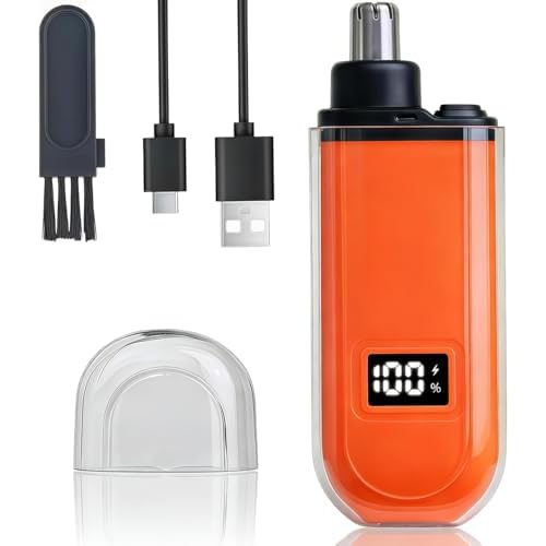 Electric Nose Hair Trimmer for Men Women, Rechargeable Mini Travel Trimmer for Nose and Ear Hair Clippers Portable Trimming with LED Display, Father¡¯s Day Gift