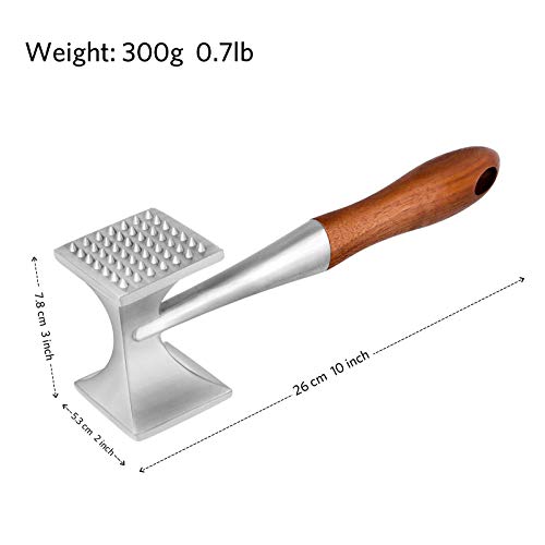 Heavy Duty Meat Hammer with Wooden Handle - 2-in-1 Tenderizer
