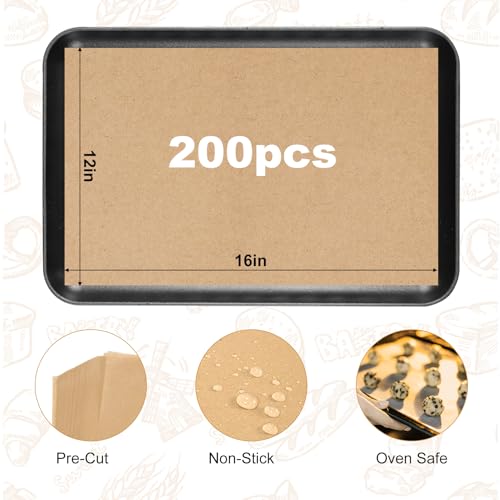 200 PCS Unbleached Parchment Paper 12x16 – Nonstick Baking Sheets
