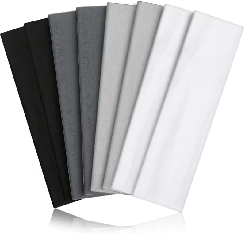 Non-Slip Sports Headbands - 8PCS Elastic Running Bands for Men & Women | Soft, Sweat-Absorbent Design