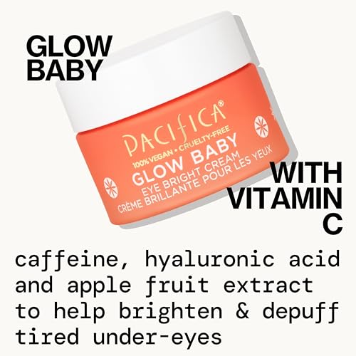 Pacifica Glow Baby Eye Bright Cream – Brightening Under Eye Cream with Vitamin C & Caffeine for Dark Circles