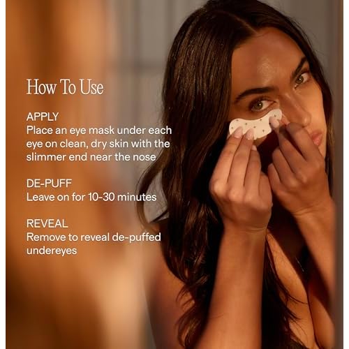 + Lux Unfiltered Iced Latte Cooling Under Eye Patches - Anti-Slip Caffeine Infused Korean Eye Mask - Reduces Puffiness, Brightens & Hydrates - Niacinamide & Hyaluronic Acid - Vegan - 10 Pairs