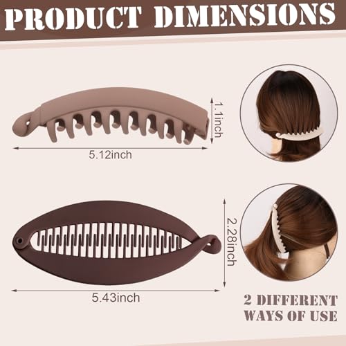 ProSuites 8-Pack Banana Hair Clips for Women - Neutral Colors, 2 Styles, All-Day Hold
