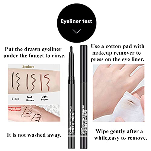 Go Ho 6-Pack Gel Eyeliner Pencils - Black, Light Brown, Dark Brown, Smooth & High Pigment