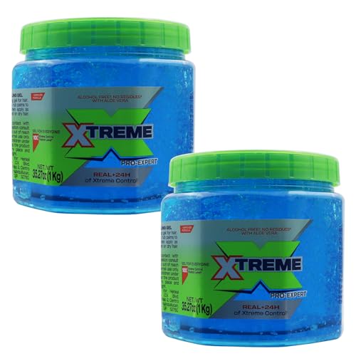 Xtreme Pro-Expert Blue Hair Gel - 35.27 Oz, 2-Pack, Alcohol-Free