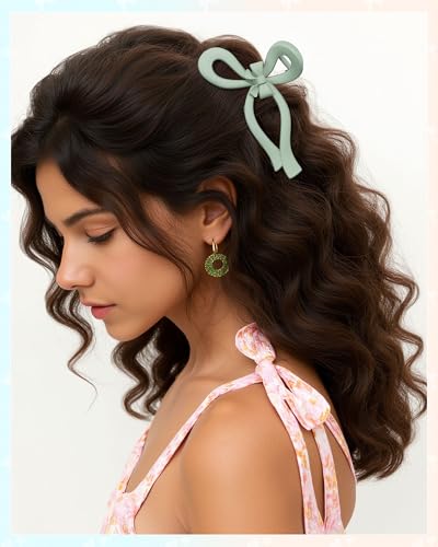 AWAYTR 4Pcs 5.1" Matte Bow Claw Clips, Extra Large for Thick Hair