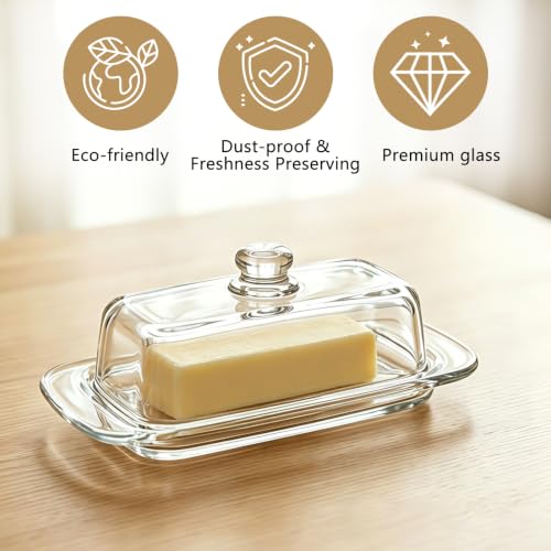 Classic Glass Butter Dish with Lid - Dust-Proof & Multi-Purpose
