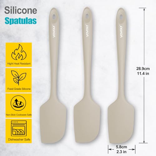 Vovoly Large Silicone Spatula Set - 600°F Heat Resistant, BPA Free