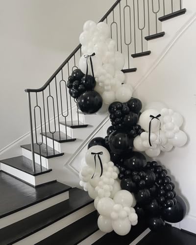 Black Bow Balloon Arch Kit - 206 Pieces for Elegant Parties