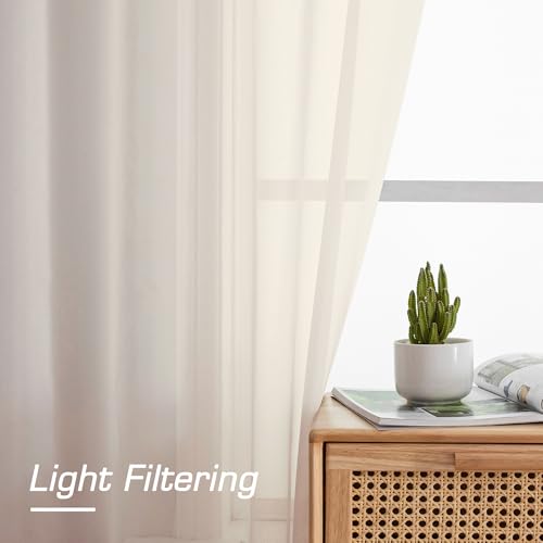 Owenie Sheer Curtains 72" Long - 2 Panel Light Filtering Drapes