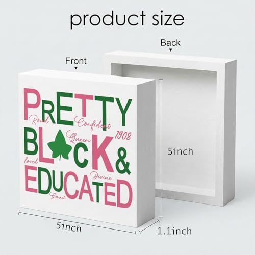 Pretty Black and Educated Wooden Desk Decor for Sorority Gifts